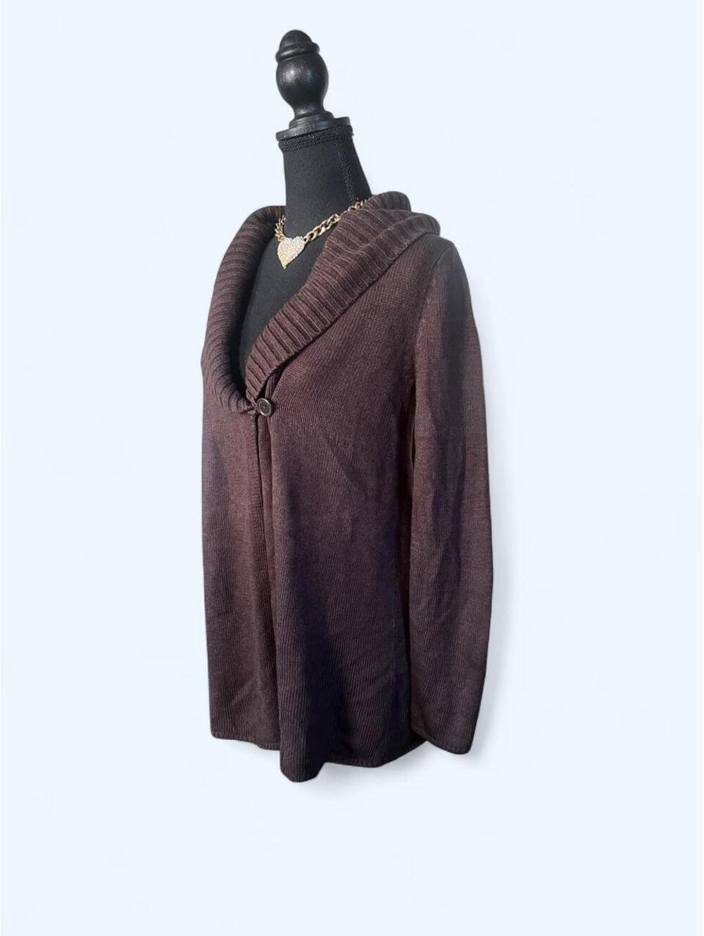 Vintage Y2K New York & Company Chocolate Babydoll Cardigan Size Small 🤎 - Picture 5 of 6